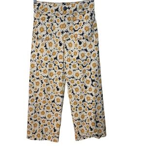 Maeve Floral Wide Leg Pants - Black, White, Yellow